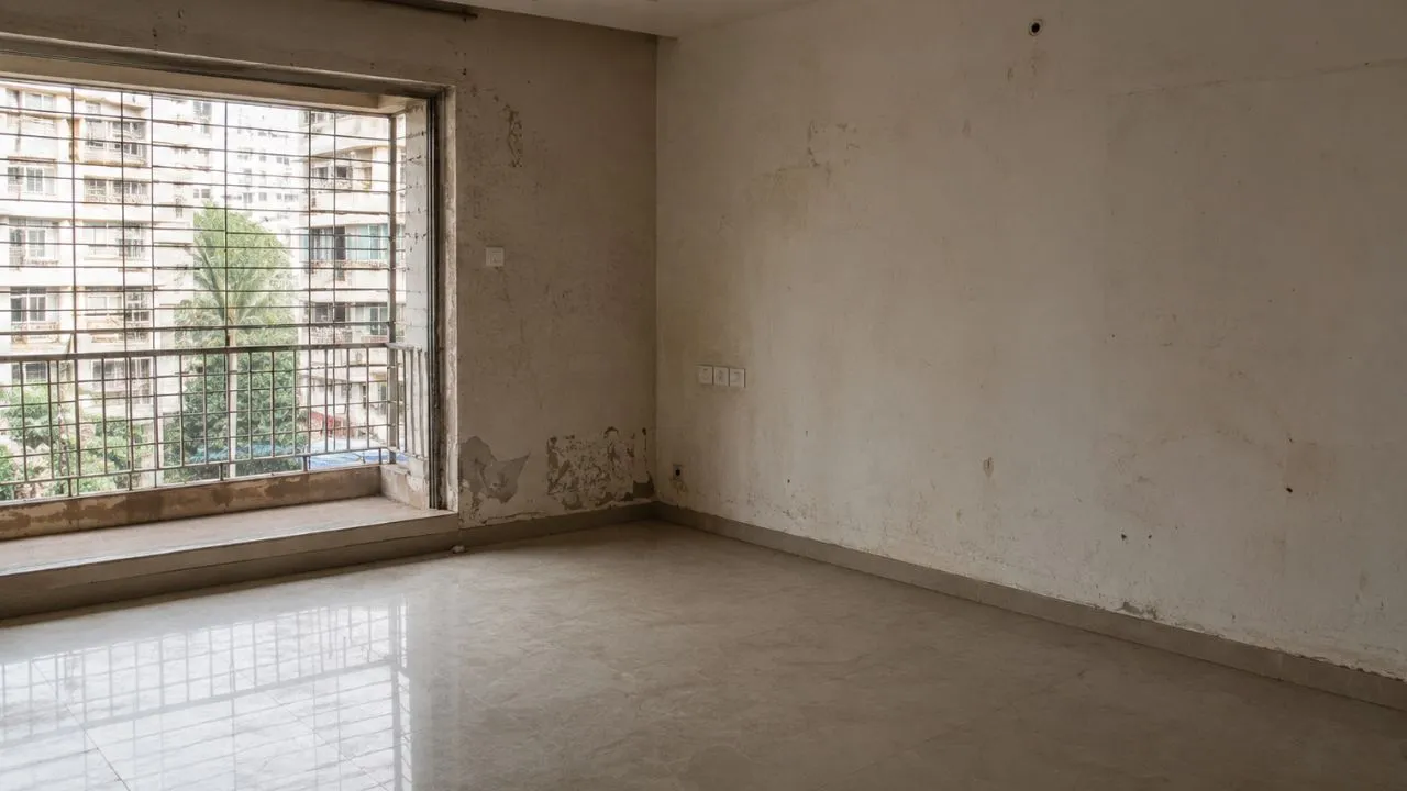 Living room before and after interior transformation, Kolkata