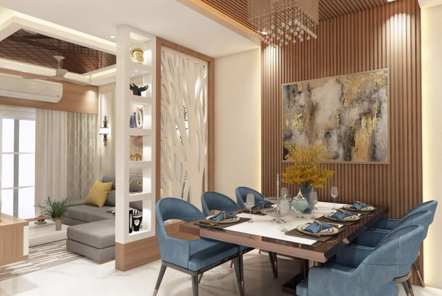 Modern dining space design in New Town, Kolkata